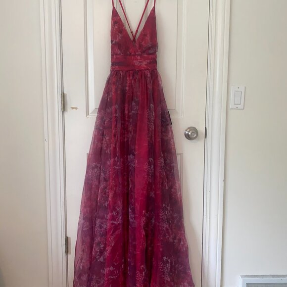 Lulus Magenta Floral Print Dress Size Extra Small - Picture 4 of 5
